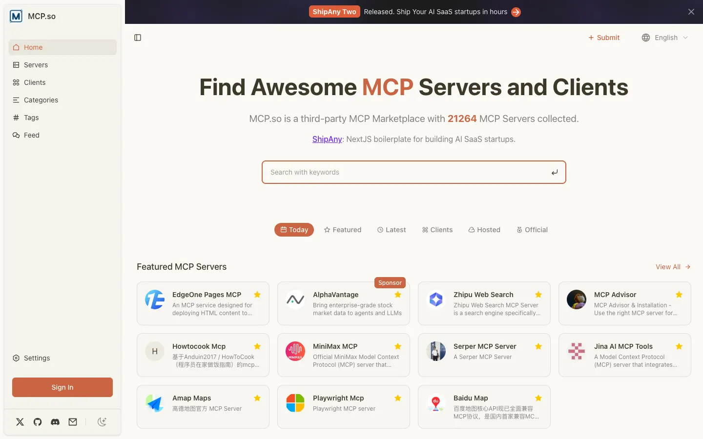 MCP.so 产品截图